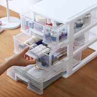 Organisateur de bureau transparent, moyen/grand, à 3 niveaux, type tiroir, en plastique PP, meuble de rangement autoportant pour étudiants et usage domestique
