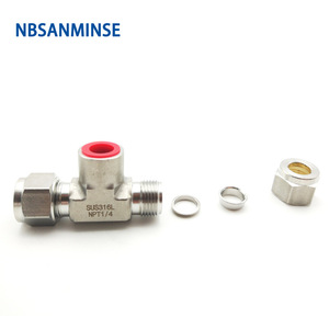 Raccord en T à compression en acier inoxydable NBSANMINSE SS316L NPT 18143812 3000 PSI ASTM Série 300 Rond Sans Soudure - Product Image 3