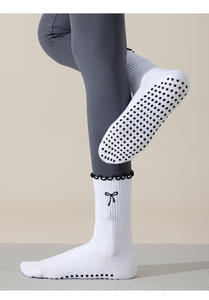 OEM Custom Logo Breathable Fashion Anti-slip Embroidery Gym Ruffle Yoga <b>Socks</b> Bow Reformer Non-slip Pilates <b>Socks</b> - Product Image 6