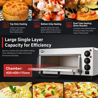 Four à pizza électrique professionnel avec contrôle indépendant de la température supérieure et inférieure jusqu'à 350°C pour des résultats de cuisson parfaits