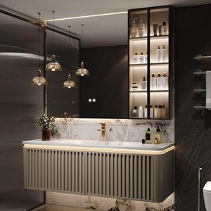 Light luxury style slate hot-bent integrated basin bathroom cabinet washstand washbasin cabinet bathroom cabinet - Product Image 6