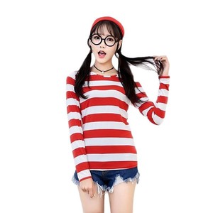 Maglietta a Righe 'Dov'è Waldo' per Ragazzi, Costume Wally con Occhiali, Cappello e Calzini, Costume Cosplay Unisex per Adulti - Product Image 5