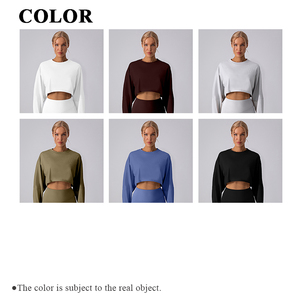 Haut Court de <span class=keywords><strong>Sport</strong></span> Ample <span class=keywords><strong>Femme</strong></span> Personnalisable avec Logo, Manches Longues à Col Rond, pour Entraînement, Gym et Fitness - Product Image 3