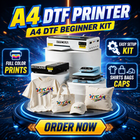 Kit d'imprimante DTF A4 pour débutants, ensemble complet pour le transfert thermique sur textile, imprimante DTF de bureau de petite taille pour les démarcations commerciales à domicile