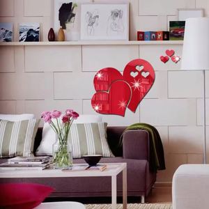 Creative DIY Modern Style 3D Heart Shaped Acrylic Mirror <b>Wall</b> <b>Stickers</b> for Home Living Room Mural Decoration - Product Image 4