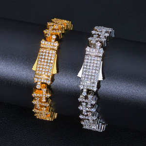 European American Hip-hop Style <b>Copper</b> Alloy Inlaid Zircon Claw Setting 11.5MM Cross Bracelet Light Luxury Versatile - Product Image 6