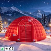 Dôme de Noël gonflable rouge, tente igloo pour événements de Noël, décoration de fête de Noël en plein air