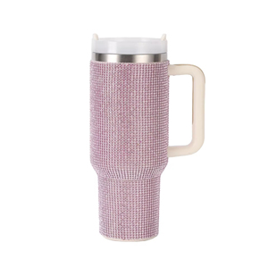 Gobelet isotherme Glam en acier inoxydable 40 oz avec poignée, gourde à paillettes, mug de voyage – Rose, Bleu, Argent, Or, Or rose, Noir, Marron - Product Image 6