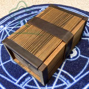 Organisateur de rangement combiné en cuir <span class=keywords><strong>brut</strong></span> et <span class=keywords><strong>bois</strong></span>, boîte de rangement en <span class=keywords><strong>bois</strong></span> Vintage avec plateau roulant pour herbes et accessoires - Product Image 3