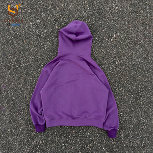 Sudadera con capucha de felpa francesa de alta calidad con logo personalizado, efecto desgastado por el sol, estilo urbano, oversize, con cremallera y cuello redondo. - Product Image 3