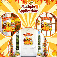 Panneau de bienvenue pour la porte 'Bonjour l'automne' en bois, motif citrouille, latte aux épices et tournesol, décoration suspendue pour porte d'entrée, décoration murale et décorations pour la maison