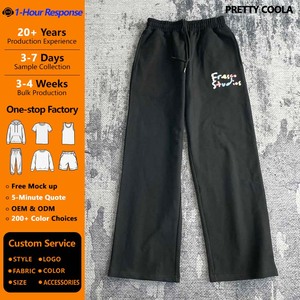 MP854 Custom Heavyweight 435GSM Straight Leg <strong>Oversized</strong> <strong>Jogger</strong> Puff Print Fleece Pants Men's Baggy Wide Leg Sweatpants - Product Image 1