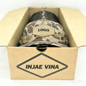 Casquette de golf 5 panneaux personnalisée en cuir camouflage avec logo OEM, imperméable, perforée, à visière plate et filet, style baseball - Product Image 6