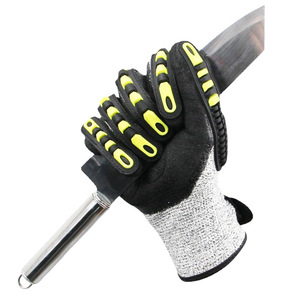Gants anti-coupure avec paume enduite de nitrile, points antidérapants, HPPE, niveau de protection contre les coupures ANSI 5, pour le forage, l'exploitation minière, la fabrication mécanique - Product Image 4