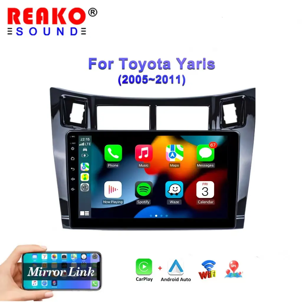 9 ''Android Mobil Stereo Radio GPS WIFI Navi Carplay untuk Toyota Yaris 2005-2011 IPS Layar Sentuh