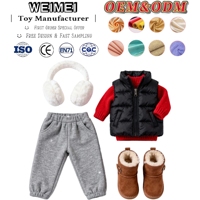 Vente en gros de veste d'hiver pour poupée personnalisée de 17 cm à 20 cm, veste en coton matelassé, masque d'oreille en peluche, ensemble de jouets en peluche personnalisés, accessoires pour poupées