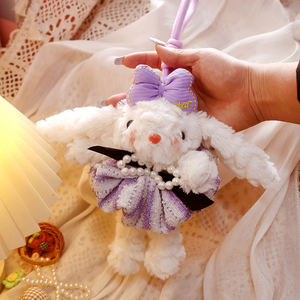 Suave lindo conejo de peluche Pom llavero conejito bufanda sombrero y Oreja gota colgante de la colección Scrapyard - Product Image 6