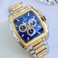 Montre Chronographe à Quartz pour Homme, Boîtier Doré, Cadran Multifonction, Bracelet en Silicone et Métal, Tendance Quotidienne et Soirée