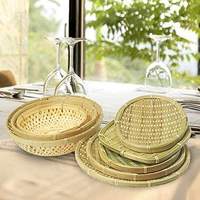 Plateau de service tissé à la main en osier traditionnel Offre Spéciale panier en rotin de bambou