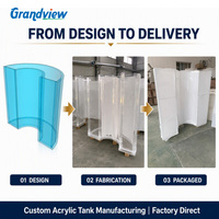 Panel de acrílico semicircular personalizado de 1650x1600 mm y 50 mm de grosor para acuario, fabricante directo de fábrica.