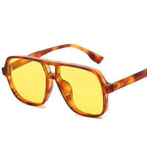 Custom Logo 2026 Trendy Men Women Jelloy Colors Big <b>Frame</b> <b>Square</b> Sun Glasses UV400 PC <b>Frame</b> Double Bridges Pilot <b>Sunglasses</b> - Product Image 1