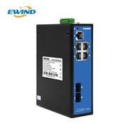 Switch PoE Industrial de 4 Puertos y 30W, Switch Ethernet Gigabit Administrado con 2 Puertos SFP para Manufactura Inteligente