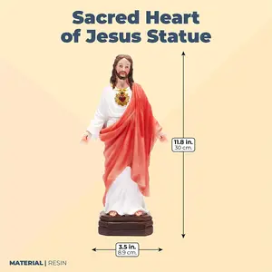 Jezus Christus Heer Katholiek Religieuze Gift Van De Heilig Hart 12-Inch Hars Gekleurde Standbeeld Door Hand