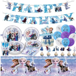Cartoon <strong>Frozen</strong> Disposable Tableware Set for Birthday <strong>Parties</strong> Paper <strong>Plates</strong> Paper Cups Tissue Tablecloth <strong>Party</strong> Decoration Set - Product Image 5