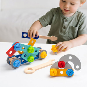 Educational Wooden <b>Tool</b> Table Set Kids Simulation Screws and Nuts Assembling Workbench Montessori Children Repairing <b>Tools</b> <b>Toys</b> - Product Image 3