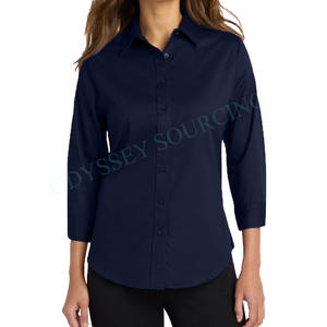 Camisa tejida de nueva moda para mujer, tela Premium antiarrugas con logotipo frontal de ajuste cómodo, perfecta para ropa de oficina, salidas informales - Product Image 6