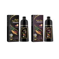 Shampooing Teintant Noir Bio en Gros 2-en-1 aux Herbes Polygonum Multiflorum et Gingembre, Liquide Permanent à Action Rapide pour Cheveux Gras, Abîmés et Bouclés