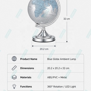 Globo Terráqueo de Plástico Azul con Lámpara para Estudiantes de Geografía, Aprendizaje de Japonés, Árabe, Turco, Inglés, Alemán, Latín, Francés, Ruso y Español - Product Image 6
