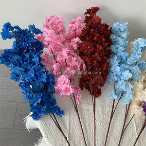 B-126 matrimonio fiore artificiale ciliegio finto fiore nuovo stile <span class=keywords><strong>Sakura</strong></span> 3 rami gambo singolo fiore di ciliegio 3 strati rosa scuro - Product Image 3
