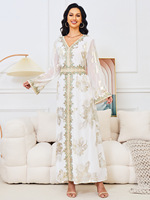 Robe musulmane pour femmes du Moyen-Orient 2026, nouvelle robe élégante à col en V, ensemble deux pièces, robe de soirée de haute qualité