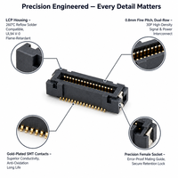 Connecteur Board-to-Board (BTB) ER-15P-F, Prise Femelle, Pas de 0,8 mm, 2x15P 30P Double Rangée, SMT LCP, Plaqué Or, 0,3A, Conformité RoHS
