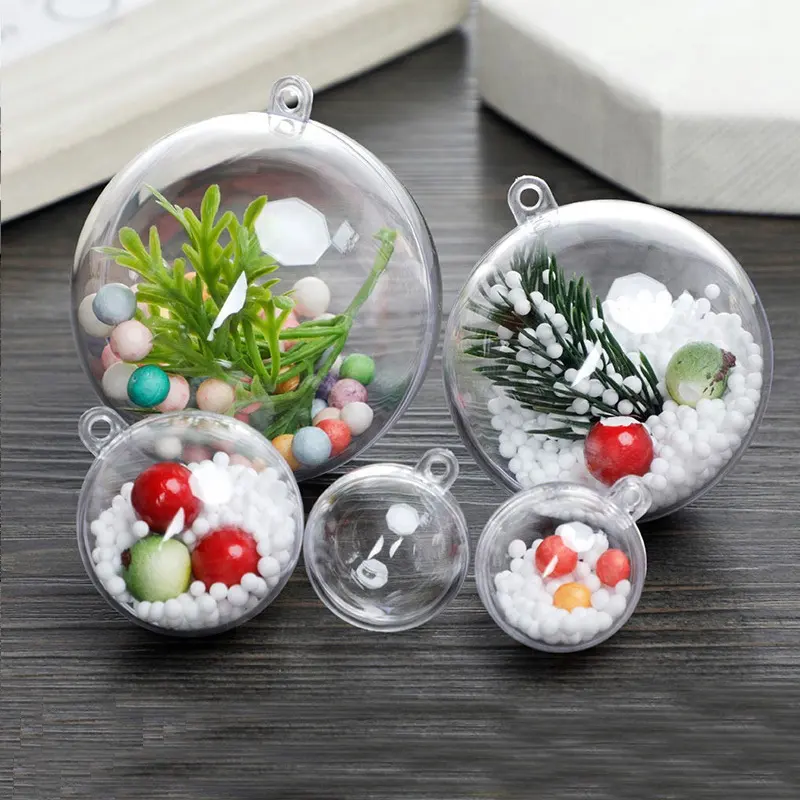 Plastic Transparante Snuisterij Opknoping Hanger Te Openen Boom Ornament Clear Invulbare Kerst Bal Voor Party Bruiloft Decoratie