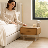 Table de chevet moderne en MDF avec détails en acrylique, armoire de rangement pour chambre à coucher, hôtel, appartement - Vente en gros Fabricant