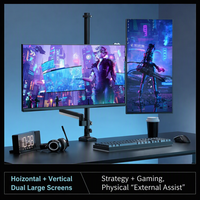 Support de Moniteur Double Écran Amélioré de Haute Qualité avec Hauteur de Colonne Réglable, en Acier Laminé à Froid, pour Configuration 1-vers-2 Ordinateurs