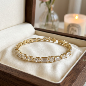 Bracelet Tennis Exquis en Or et Moissanite, Formes Multiples, Bijoux de Luxe pour Hommes, Chaîne Tennis Diamantée, Bracelet Classique Hip Hop - Product Image 5