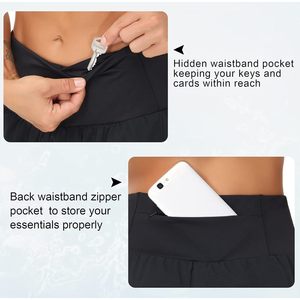 Shorts de course taille haute pour femmes, séchage rapide, shorts de sport avec doublure en mesh et poches zippées - Product Image 4