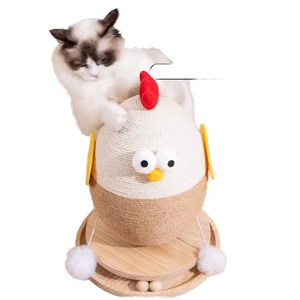 Arranhador de Gato Clássico com Base de Madeira Estável e Ecológica, Brinquedo Interativo com Sisal para Gatos - Product Image 1