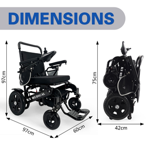 KSM-606Plus Hospital Folding Electric Wheelchair 52cm Seat Width Aluminum Alloy <b>Frame</b> Adjustable Armrest Removable Battery - Product Image 2