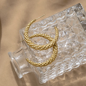 Minimalist Plated 18K Real <b>Gold</b> 304 Stainless Steel Long Water <b>Drop</b> Twist C Shaped Green Zircon Fan Shaped <b>Earrings</b> For Women - Product Image 3