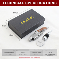 Kit tire-bouchon multifonctionnel 4-en-1 personnalisé pour serveurs, ouvre-bouteille, ensemble d'accessoires à vin en bois de rose avec bouchon de vin hermétique