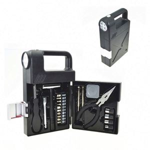 Kit d'outils compact en plastique personnalisé de 25 pièces avec lampe torche LED, design moderne pour la réparation domestique et automobile - Cadeau promotionnel - Product Image 2
