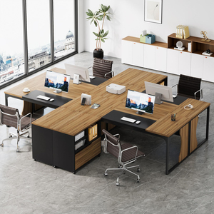 Bureau d'ordinateur exécutif en forme de <span class=keywords><strong>L</strong></span>, directement de <span class=keywords><strong>l</strong></span>'usine BSCI, avec armoire à dossiers mobile et éclairage LED, grande table de bureau - Product Image 2