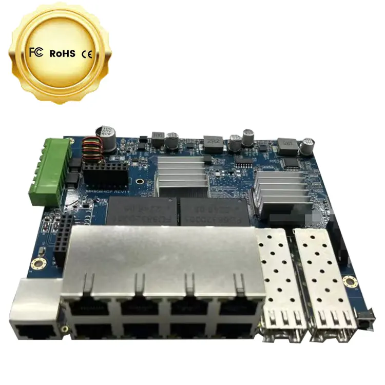 Produzione e assemblaggio di schede PCBA PCB Switch a 8 porte industriali 10/100/1000BASE-TX 2G SFP gestito PoE