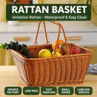 XL Hot Selling Geweven Kunststof Rattan Keuken Opbergmand voor Brood, Fruit, Groenten & Eieren met Handvat - Modern Eenvoudig Design