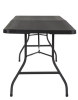 Tables pliantes rectangulaires en plastique HDPE robustes de 240 cm (8 pieds) noires, pliables au centre, pour ordinateur portable et événements, vente en gros