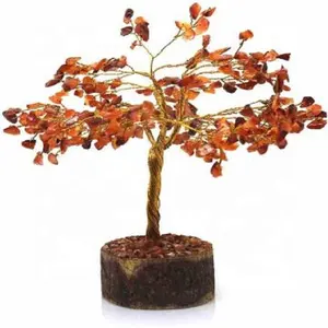 Life Tree Natural vermelho Carnelian Tree 300 Beads Decorativo Showpiece Gemstone Baseado Lucky Quartz Stone Tree Para Decoração Presentes